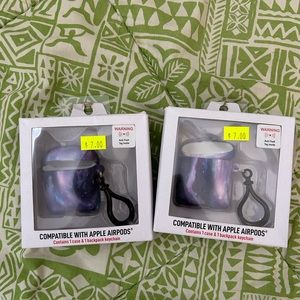 New 2 Apple AirPod Gen 1 Galaxy cases (vinyl/rubber) with clip